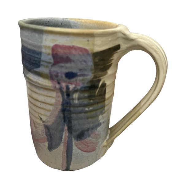 Pair Art Pottery Pieces of Mug & Bowl Floral Design both Signed by Artist NEW - Picture 2 of 5